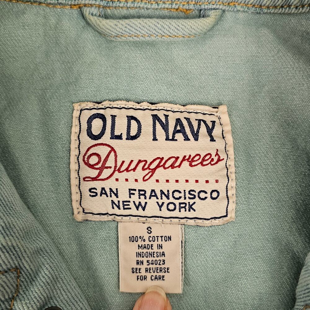 Jacket Upcycled blue green denim ribbon embroidered floral cropped Small - Picture 11 of 13